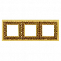 FD01293OR Рамка 3 поста FEDE CRYSTAL DE LUXE, real gold, FD01293OR