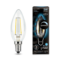 103801205-D Лампа Gauss Filament Свеча 5W 450lm 4100К Е14 диммируемая LED 1/10/50