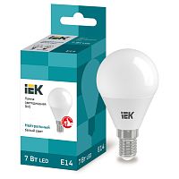 LLE-G45-7-230-40-E14 Лампа LED G45 шар 7Вт 230В 4000К E14 IEK