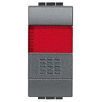 L4038R Выключатель 1-клавишный кнопочный BTicino LIVING LIGHT, скрытый монтаж, антрацит, L4038R