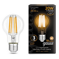 102902120 Лампа Gauss Filament А60 20W 1800lm 2700К Е27 LED 1/10/40