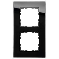 G1002GB Рамка 2 поста Jasmart G-GLASS, черное стекло, G1002GB