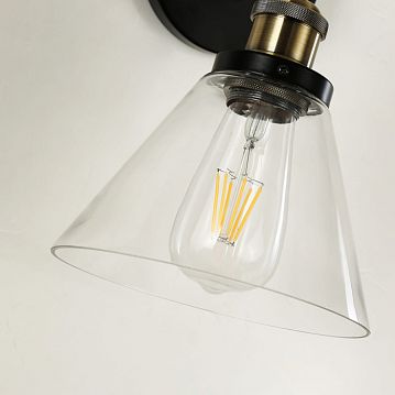 1875-1W Cascabel настенный светильник D235*W185*H260, 1*E27*40W, excluded; сочетание металла коричневого и бронзового цвета, прозрачный стеклянный плафон, 1875-1W  - фотография 5