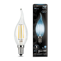 104801207 Лампа Gauss Filament Свеча на ветру 7W 580lm 4100К Е14 LED 1/10/50