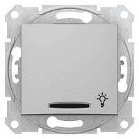 SDN1800160 Выключатель 1-клавишный кнопочный Schneider Electric SEDNA с подсветкой, скрытый монтаж, алюминий, SDN1800160
