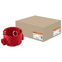 SQ1402-1116 Установочная коробка СП D68х42мм, саморезы, стыковочные узлы, красная, IP20, TDM