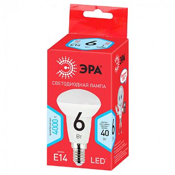Б0050700 Лампочка светодиодная ЭРА RED LINE LED R50-6W-840-E14 R Е14 / E14 6 Вт рефлектор нейтральный белый свет  - фотография 2