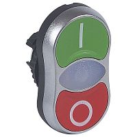 024070 Головка с двойными кнопками ∅ 22,3 - Osmoz - с подсветкой - потайной/потайной толкатель - зеленый/кр