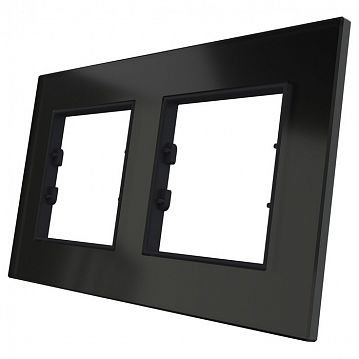 ITR702-0301 2 Gang - Black Plexiglass Frame - Anthracite Plastic Interior Part  - фотография 2