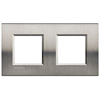 LNA4802M2ACS Рамка 2 поста BTicino LIVING LIGHT, горизонтальная, фактурная сталь, LNA4802M2ACS