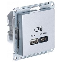 ATN000329 Розетка USB+USB type C Systeme Electric ATLASDESIGN, скрытый монтаж, алюминий, ATN000329