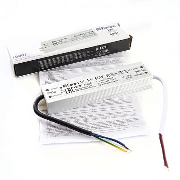 48056 Трансформатор электронный для светодиодной ленты 60W 12V IP67 (драйвер), LB007  - фотография 5