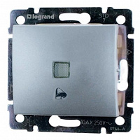 770115 Выключатель 1-клавишный кнопочный Legrand VALENA CLASSIC с подсветкой, скрытый монтаж, алюминий, 770115