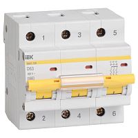 MVA40-3-040-D Автоматический выключатель IEK ВА47-100 3P 40А (D) 10кА, MVA40-3-040-D
