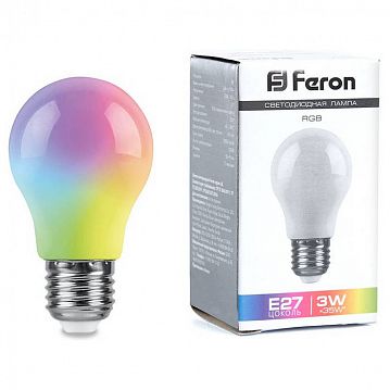 38118 Лампа светодиодная,  (3W) 230V E27 RGB A50, LB-375 матовый плавная сменая цвета