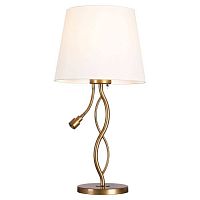 AJO Настольная лампа, цвет основания - бронзовый, плафон - ткань (цвет - белый), 2x60+3W E27 +LED, LSP-0551