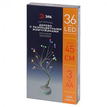 Б0051948 Светодиодная новогодняя фигура ЭРА ЕGNID - 36M дерево с разноцветными жемчужинами 36 LED  - фотография 2
