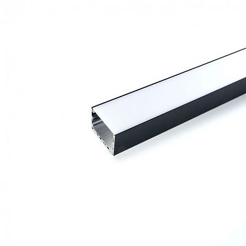 10370 Профиль алюминиевый Линии света накладной, черный, CAB257 с матовым экраном, 2 заглушками, 4 крепежами в комплекте  - фотография 3