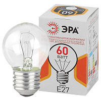 Б0039139 Лампочка ЭРА P45 60Вт Е27 / E27 230В шар прозрачный цветная упаковка