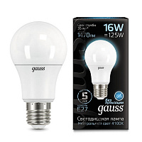 102502216 Лампа Gauss A60 16W 1520lm 4100K E27 LED 1/10/50