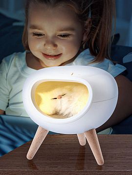 Б0052814 Детский ночник - светильник светодиодный ЭРА NLED-467-1W-W котик белый, Б0052814  - фотография 2