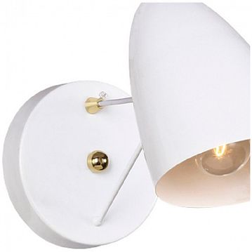 1758-1W Humpen настенный светильник D300*W125*H150, 1*E14*40W, excluded; металлический каркас белого цвета, декоративные элементы золотого цвета, 1758-1W  - фотография 2