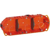 080103 Batibox Коробка монтажная повышенной  прочности 3-ная,  диаметр 67 мм, глубина 40мм, оранжевая