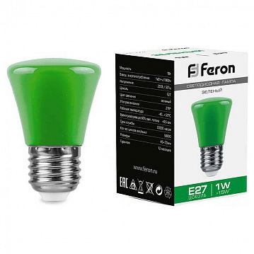 25912 Лампа светодиодная,  (1W) 230V E27 зеленый C45, LB-372