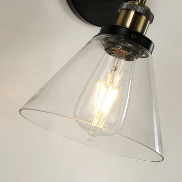 1875-1W Cascabel настенный светильник D235*W185*H260, 1*E27*40W, excluded; сочетание металла коричневого и бронзового цвета, прозрачный стеклянный плафон, 1875-1W  - фотография 4