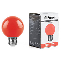 25116 Лампа светодиодная, (1W) 230V E27 красный G45, LB-37