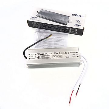 48061 Трансформатор электронный для светодиодной ленты 200W 12V IP67 (драйвер), LB007  - фотография 5