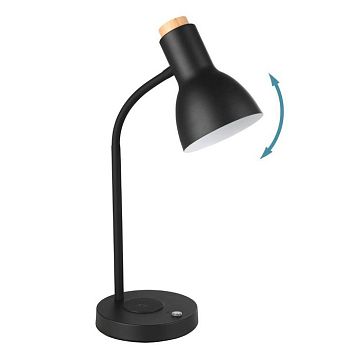 900628 900628 Настольная лампа VERADAL-QI, LED 5,5W, 720lm, B125, H490, дерево, пластик, черный, коричневый/сталь, черный, 900628  - фотография 3