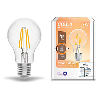 1200112 Лампа Gauss Smart Home Filament А60 7W 806lm 2700К E27 диммируемая LED 1/10/40