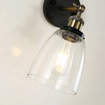 1874-1W Cascabel настенный светильник D280*W145*H300, 1*E27*60W, excluded; сочетание металла коричневого и бронзового цвета, прозрачный стеклянный плафон, 1874-1W  - фотография 4