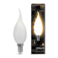 104201105 Лампа Gauss Filament Свеча на ветру 5W 420lm 2700К Е14 milky LED 1/10/50