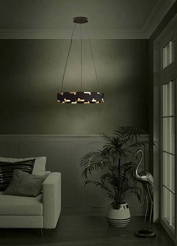 390031 390031 Подвесной потолочный светильник (люстра) ALTAGRACIA, LED 2x35W, 8400lm, H1500, Ø615, сталь, черный, золотой  - фотография 3
