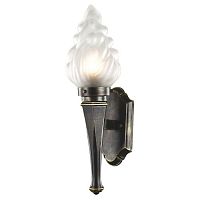 1803-1W Fackel уличный светильник D215*W160*H550, 1*E27*60W, IP44, excluded; каркас черного цвета с золочением, выдувной плафон белого матового цвета в форме пламени