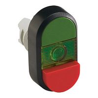 1SFA611141R1102 Кнопка двойная MPD12-11G (зеленая/красная-выступающая) зеленая л инза без текста