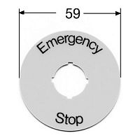 1SFA616915R1005 Шильдик круглый пластиковый желтый EMERGENCY STOP для кнопок ГРИБОК