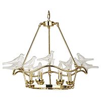 1750-6P Pajaritos подвесная люстра D680*H500/1500, 6*E14*40W, excluded; арматура золотого цвета, декоративные птички из выдувного стекла, 1750-6P