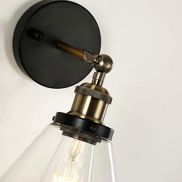 1875-1W Cascabel настенный светильник D235*W185*H260, 1*E27*40W, excluded; сочетание металла коричневого и бронзового цвета, прозрачный стеклянный плафон, 1875-1W  - фотография 3