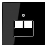 LS969-2UASW Накладка на розетку информационную Jung LS 990, скрытый монтаж, черный, LS969-2UASW