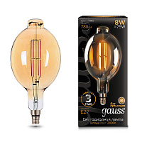 151802008 Лампа Gauss Filament BT180 8W 780lm 2400К Е27 golden straight LED 1/6