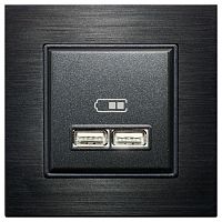 ITR270-0271 Двойное зарядное устройство USB 2.0 2.1A - Антрацит // (без рамки)