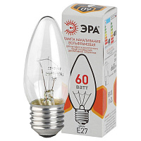 Б0039130 Лампочка ЭРА B36 60Вт Е27 / E27 230В свечка прозрачная цветная упаковка
