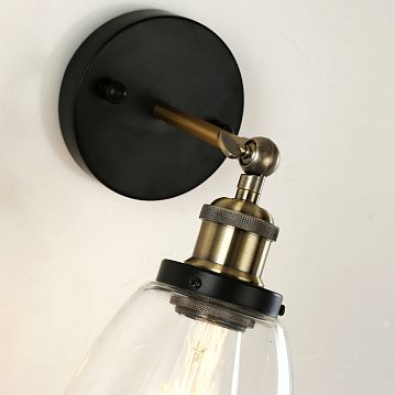 1874-1W Cascabel настенный светильник D280*W145*H300, 1*E27*60W, excluded; сочетание металла коричневого и бронзового цвета, прозрачный стеклянный плафон, 1874-1W  - фотография 3