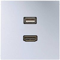 MAAL1163 Розетка HDMI+USB Jung LS METAL, скрытый монтаж, алюминий, MAAL1163