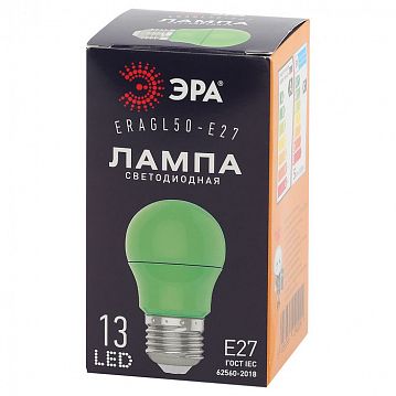 Б0049579 Лампочка светодиодная ЭРА STD ERAGL50-E27 E27 / Е27 3Вт груша зеленый для белт-лайт  - фотография 2