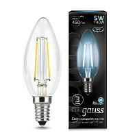 103801205 Лампа Gauss Filament Свеча 5W 450lm 4100К Е14 LED 1/10/50