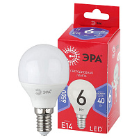 Б0045356 Лампочка светодиодная ЭРА RED LINE LED P45-6W-865-E14 R E14 / Е14 6Вт шар холодный дневной свет